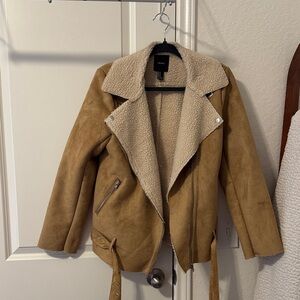 Tan Suede Women's Jacket with Shearling Lining